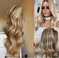 Long Stragiht Blonde Lace Wave Human