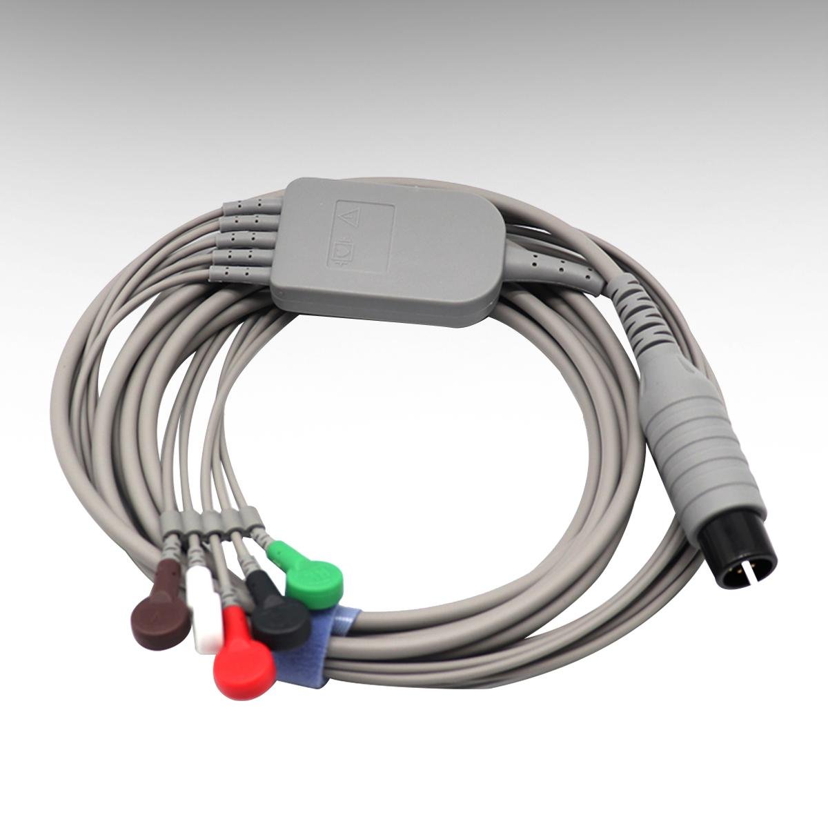 理邦IM监护仪原装6针5导一体扣式心电导联线缆EC05DAS061美标 3