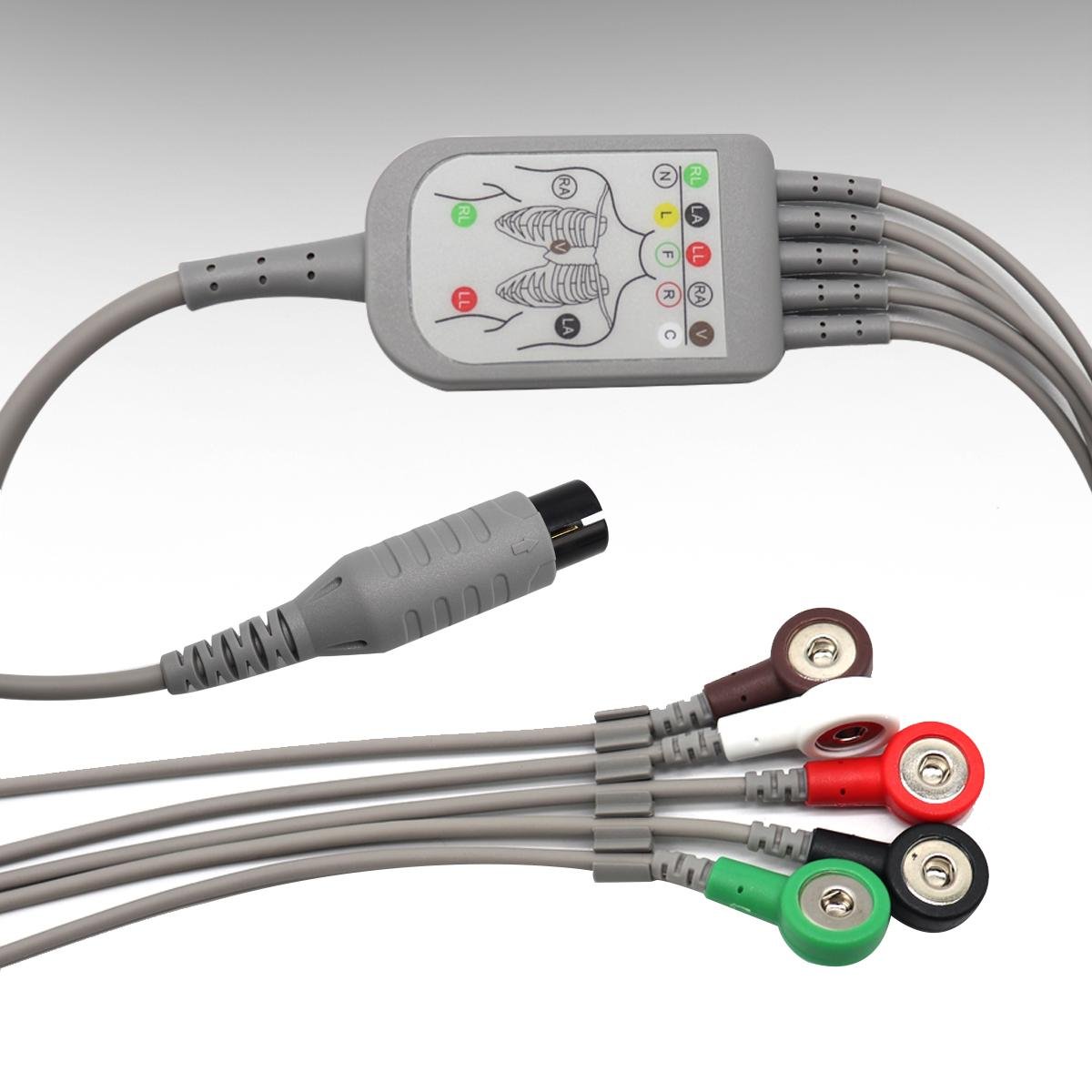 理邦IM监护仪原装6针5导一体扣式心电导联线缆EC05DAS061美标 4
