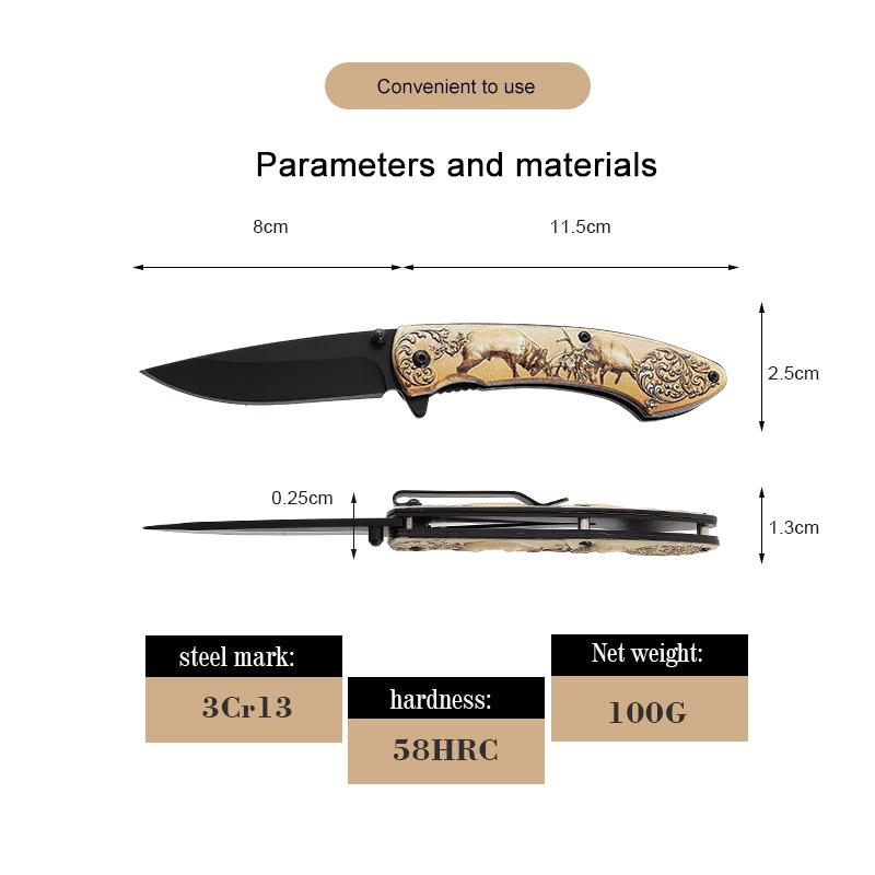 Factory custom hot selling beautiful 3D pattern handle 3CR13 blade folding knife 2