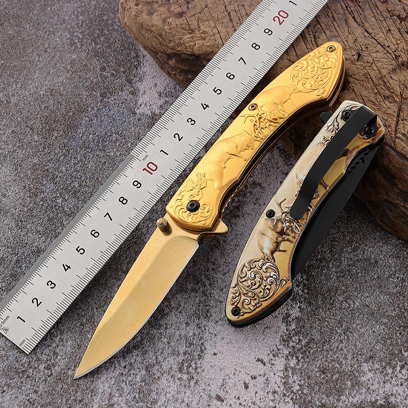 Factory custom hot selling beautiful 3D pattern handle 3CR13 blade folding knife 3