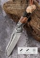Gift Collection Custom flower wood handle Damascus folding knife Outdoor camping