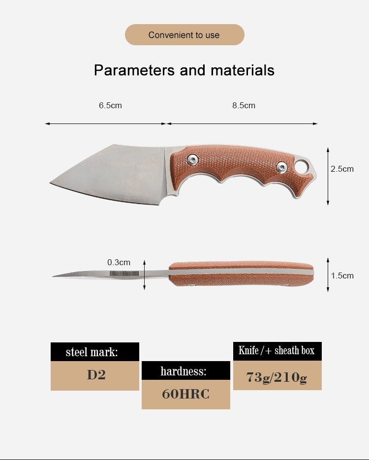 Popular Mitaka handle D2 blade small straight knife outdoor pocket knife 2