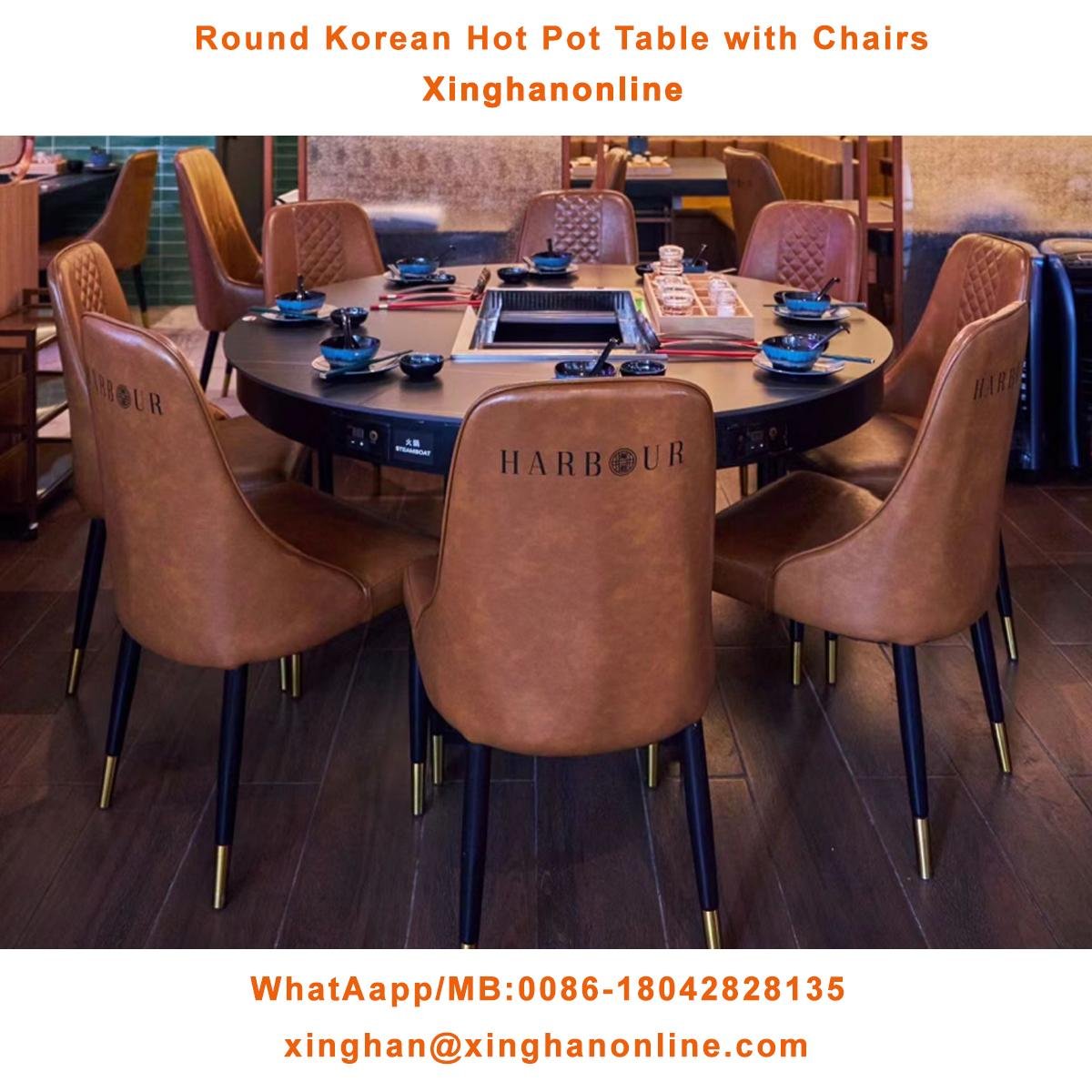 Round Korean Hot Pot Table With UL Certificate - Xinghanonline