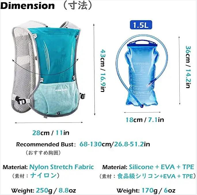 Hydration Pack Water Backpack 5.5L Outdoors Running Vest 4
