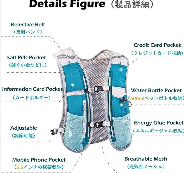 Hydration Pack Water Backpack 5.5L Outdoors Running Vest 5