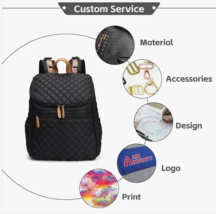 Custom mom back pack father nylon diaper backpack luxury quilted mommy travel ba 4