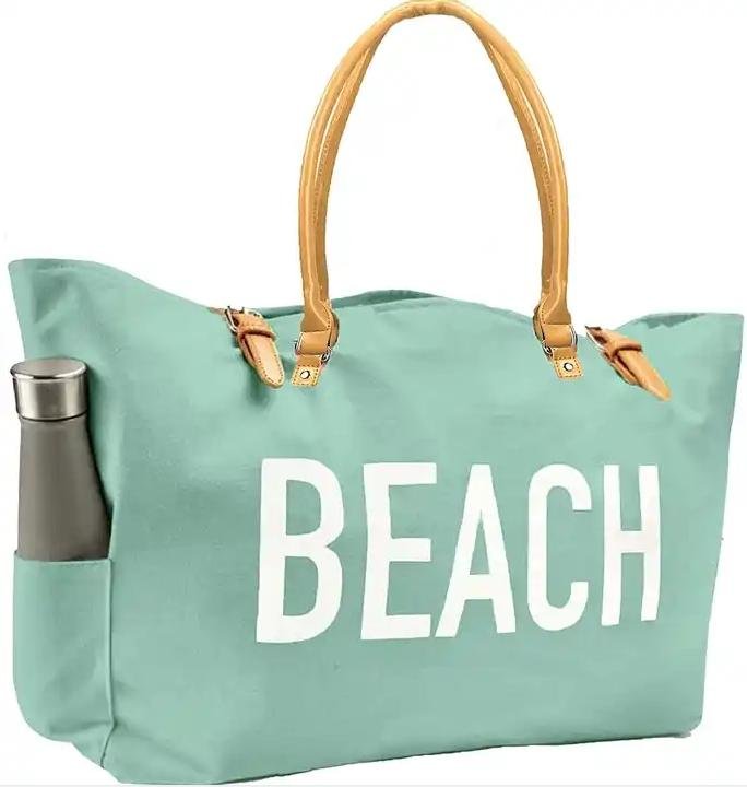 Custom beach bag for women water proof lining oversized tote bag canvas 2