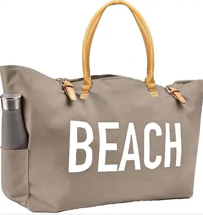 Custom beach bag for women water proof lining oversized tote bag canvas 3