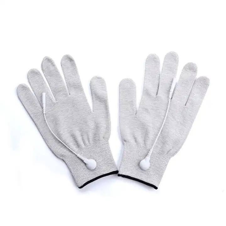 High Quality Grey Silver Tens Conductive Gloves for use with Tens Unit Device   5