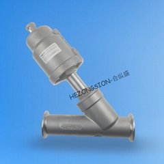 pneumatic Angle seat valve with Stainless steel actuator tri clamp