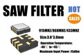 Low-loss RF 915mhz saw filter for remote