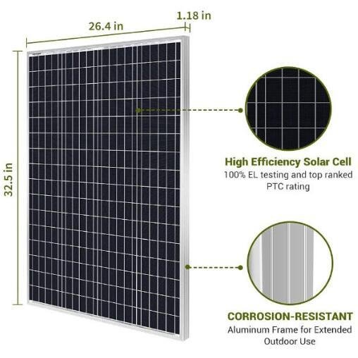 Waterproof Monocrystalline Mono Solar Module 100W 12V Rigid Solar Panel 4