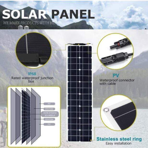 300W Monocrystalline Usb Solar Panel Kit For Motorhome 50A 12-24V 4