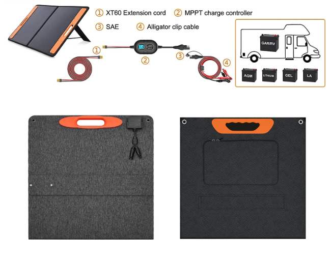 100 Watt Foldable solar blanket Portable Solar Panels for outdoor 3