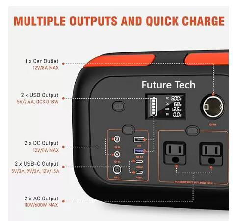 FTMB600 Portable Power Station Set 300W,600W Backup Lithium Battery Pack Bank 3