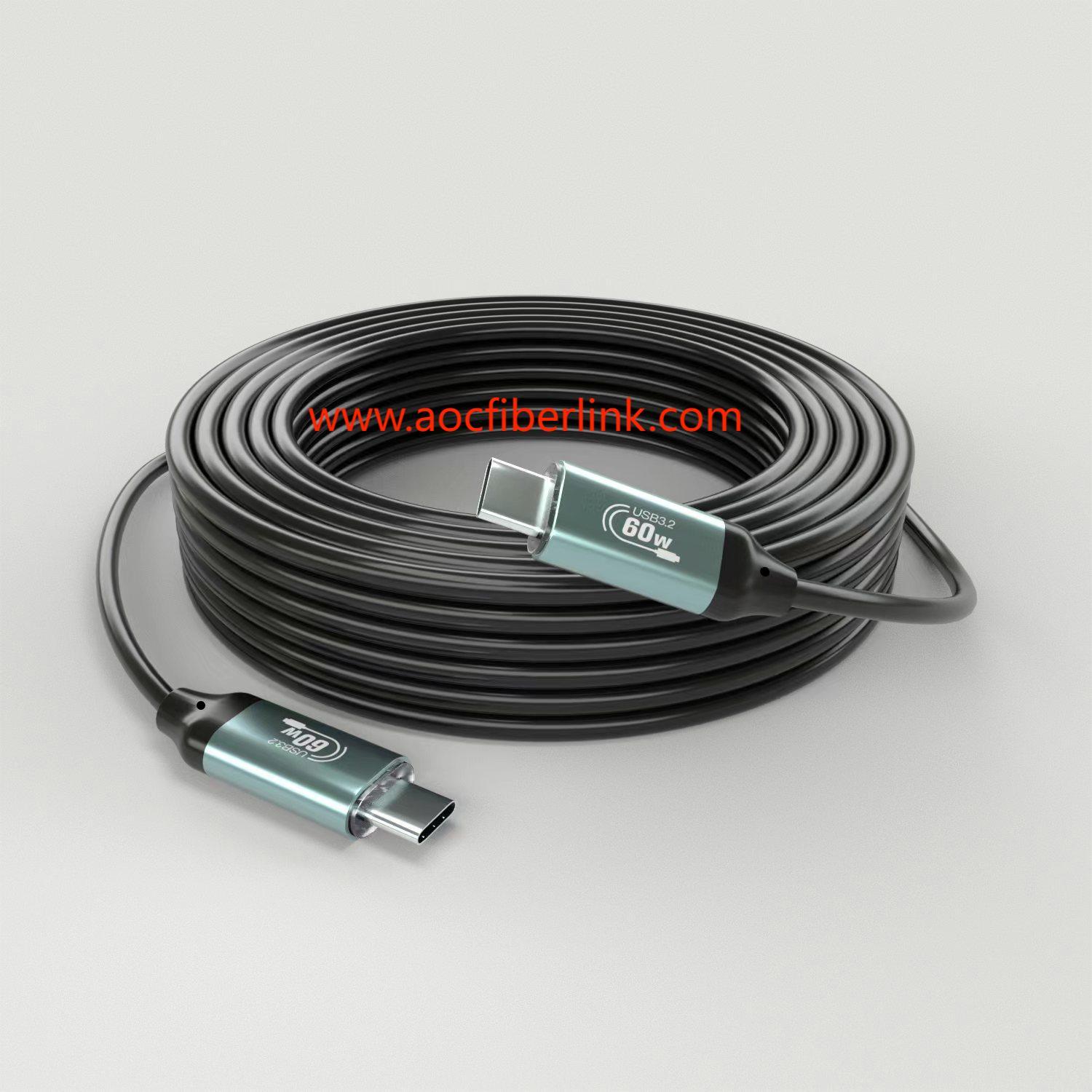 60W Fast Charging Fiber Optic USB 3.2 GEN 2 Type-C Cable for VR Headseat