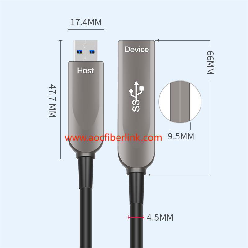 Fiber Optic USB 3.1 AOC-Active Optical Cable,Gen-2,10Gbps,AM to AF,100m 2