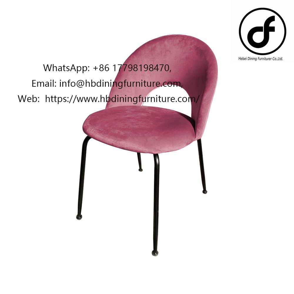 Pink Velvet Metal Leg Dining Chair