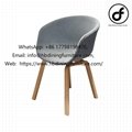 Fabric wood leg back armrest dining chair