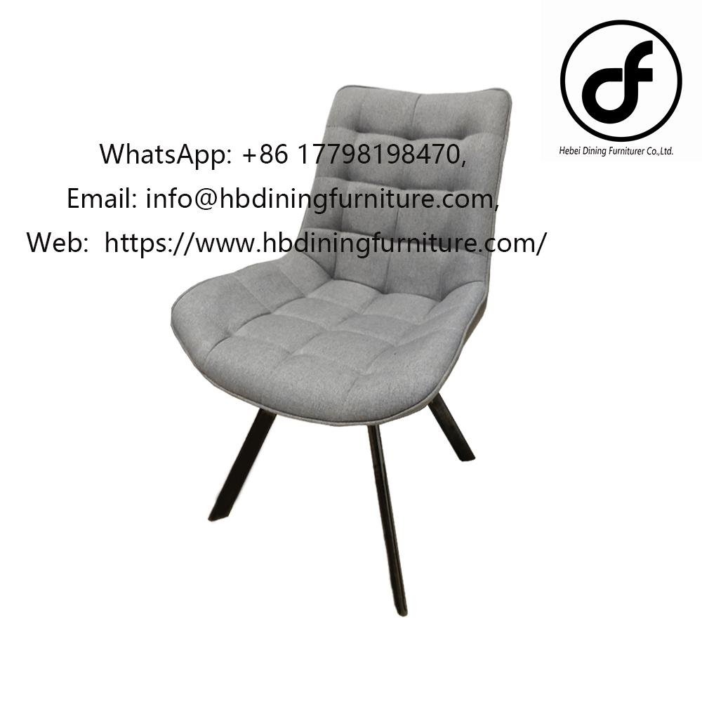 Gray fabric wide cushion dining chair