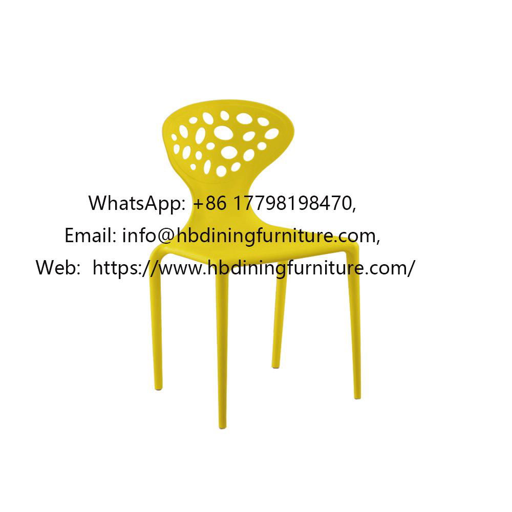 Patterned backrest plastic dining chair