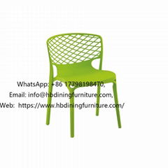 Plastic diamond mesh backrest integrated dining chair