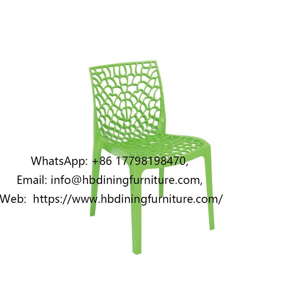 Green breathable plastic dining chair