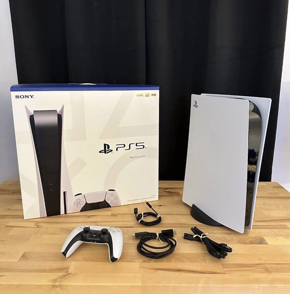 100% S O N Y P S 5 Disc Edition Console +2 DualSense Wireless Controllers
