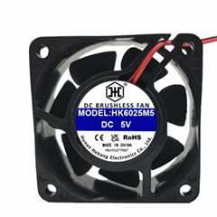 HK DC 5V 6025 Dual Ball Bearing Fan 60*25mm 2800RPM Axial Brushless Low Noise Fa