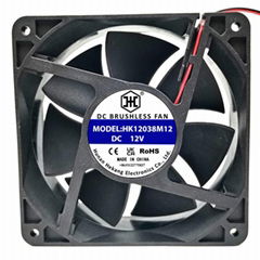 HK12038 12V 24V 48V Sleeve Bearing Axial Brushless Cooling Fan