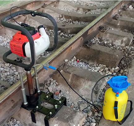 Portable petrol rail drilling machine worked by gasoline