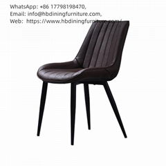 Leather Dining Chair Large Seat Cushion Black Wooden Legs DC-U08