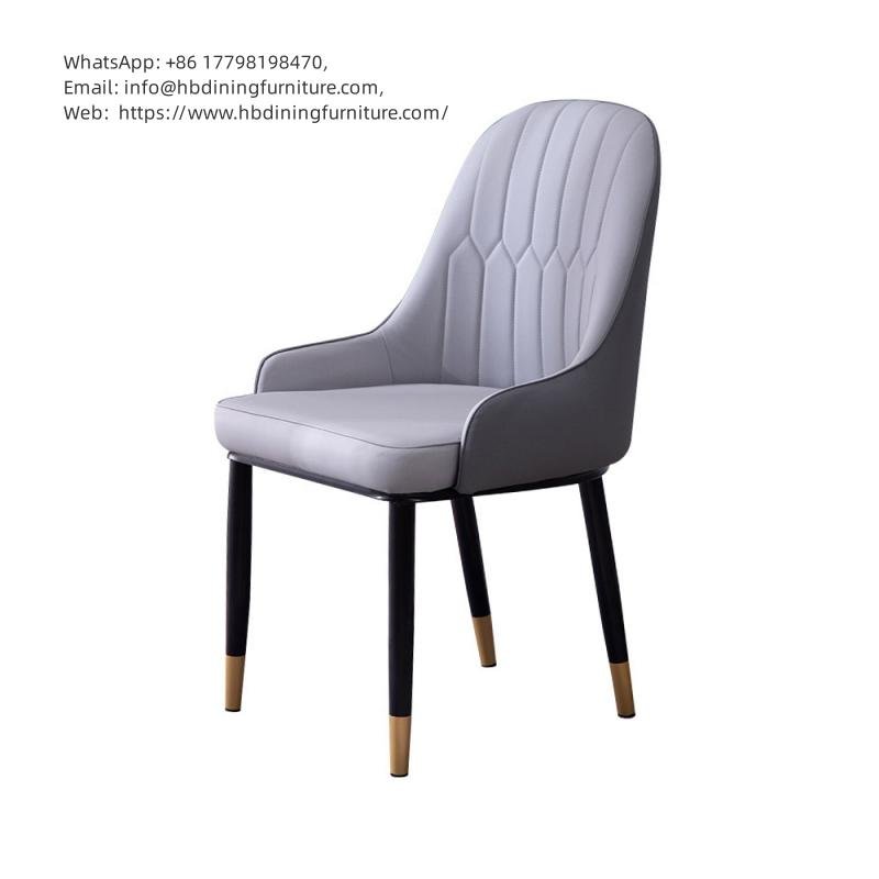 High Back Leather Dining Chair with Gold Plated Legs DC-U52