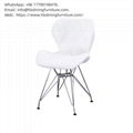 White Leather Dining Chair with Metal Crossed Legs DC-U06M