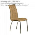 Leather High Back Iron Leg Dining Chair