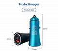 Dual Port USB Type C QC3.0 12V 24V Aluminum Metal 38W PD Phone Car Charger 2