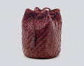 Stysion Pompom Double Jump Leather Woven Bag - Handcrafted Shoulder Pouch