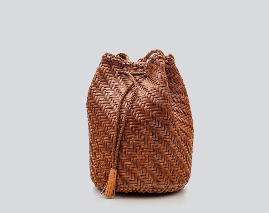 Stysion Pompom Double Jump Leather Woven Bag - Handcrafted Shoulder Pouch 3