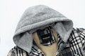 Men's jacket plaid woolen thickened hooded jacket, European and American fashion 2