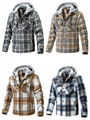 Men's jacket plaid woolen thickened hooded jacket, European and American fashion 5