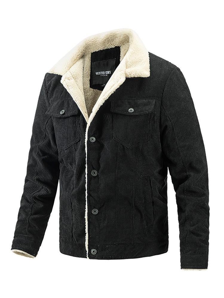 Men's outerwear winter slim fit retro lapel thickened corduroy jacket