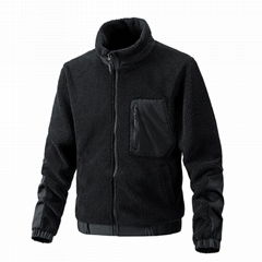 New men's jackets standing collar solid color fleece jacket