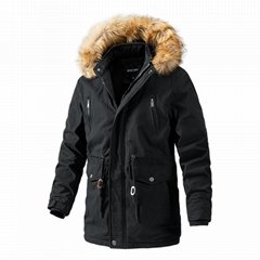 Men's coat, new winter wash, hat off, slim fit, medium length jacket, men's top