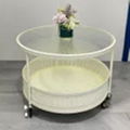French Cream Style Movable Glass Coffee Table 1