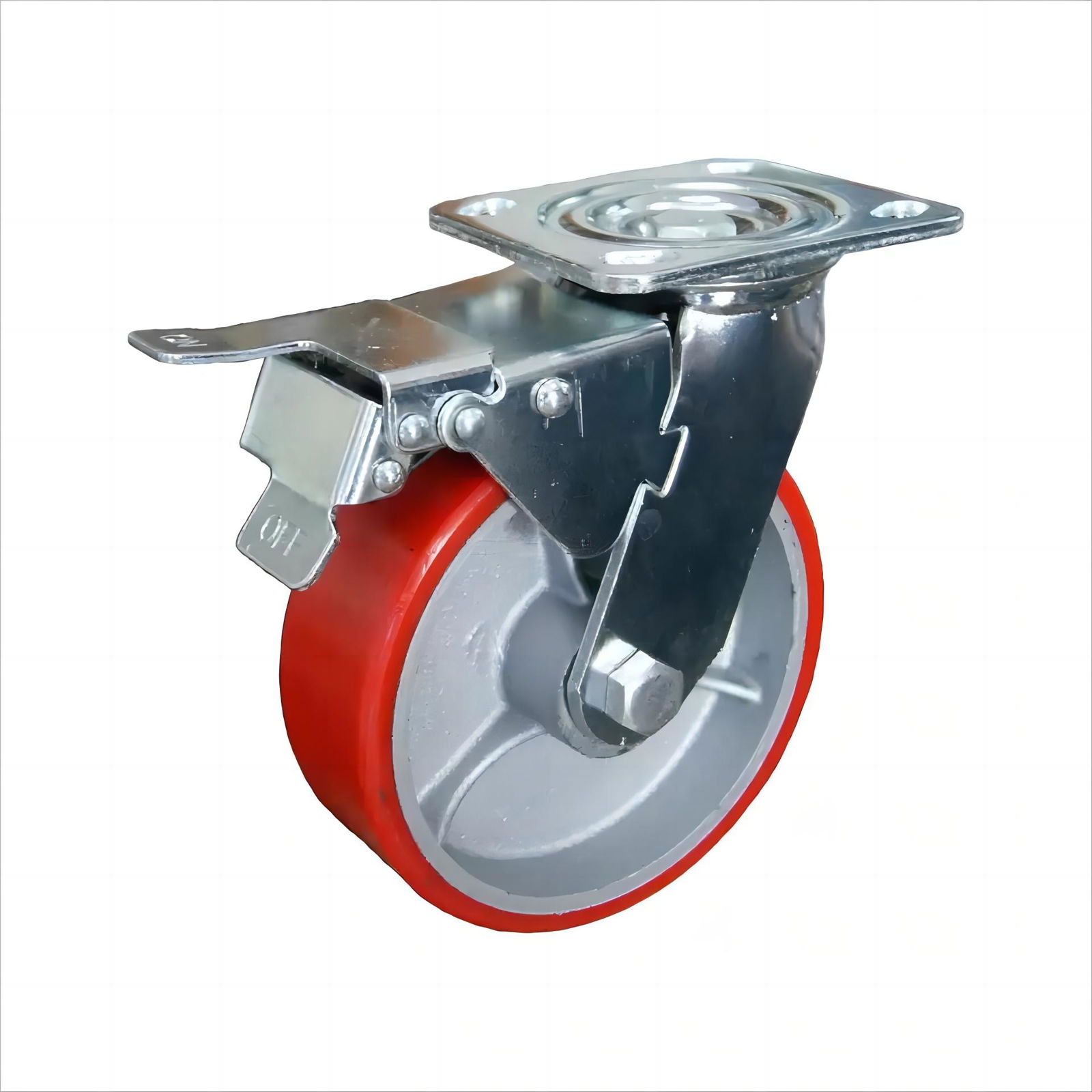 6 "iron core red PU trolley casters 2