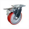 6 "iron core red PU trolley casters