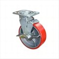 6 "iron core red PU trolley casters