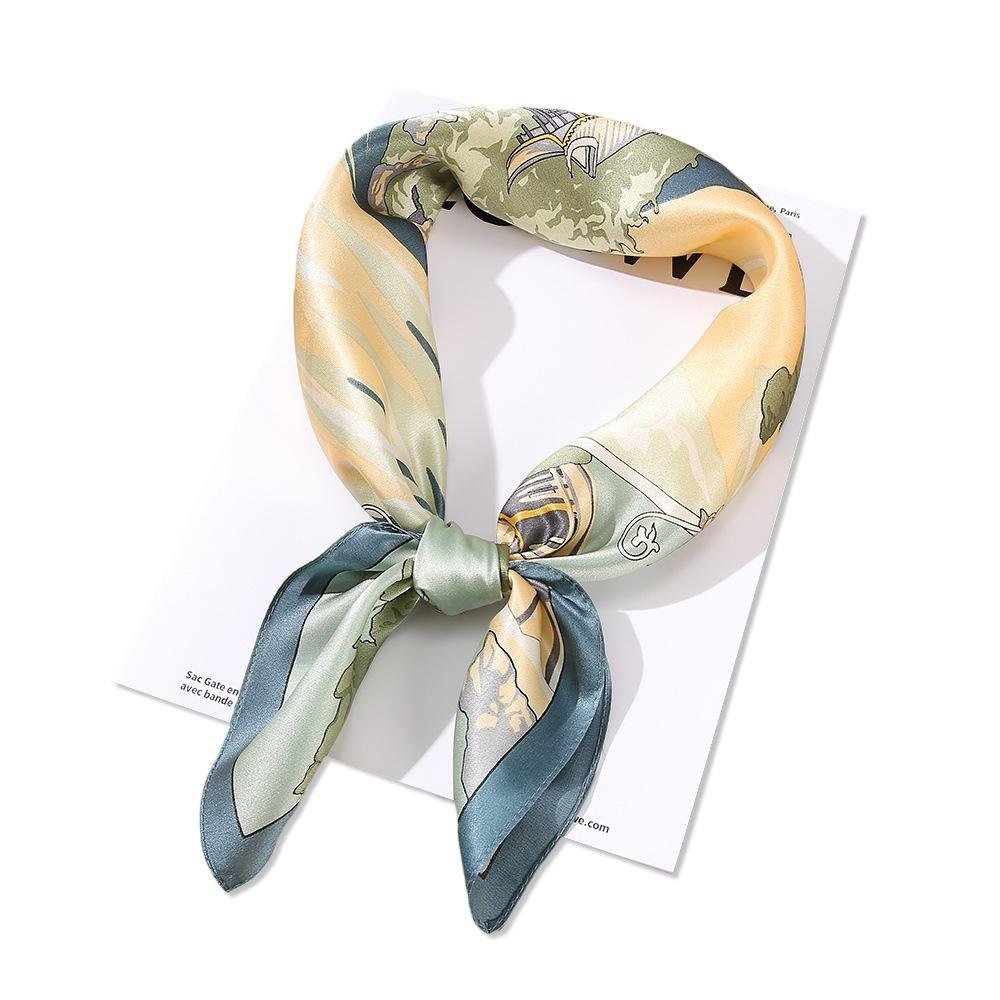 Ladies spring 100%silk square scarves with digital print