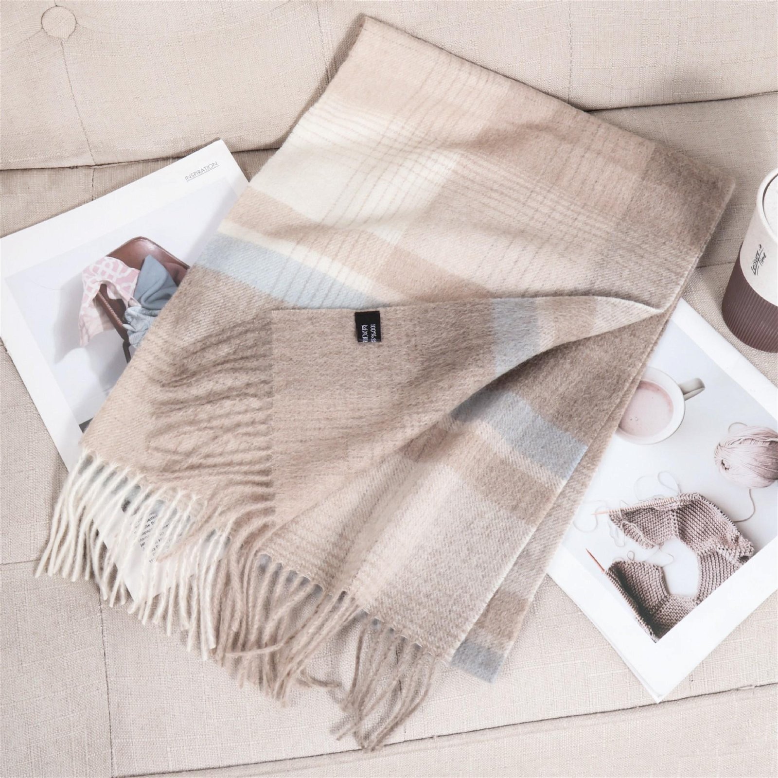 Unisex woolen scarves 100%wool men plaid winter scarves